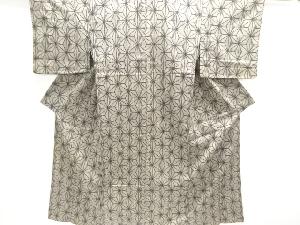 アンティーク　麻の葉模様織出し手織り紬単衣着物